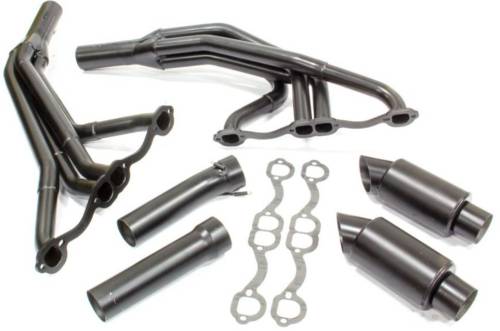 Beyea Custom Headers - DLM604-17 Dirt Late Model 4-1 604 Crate 1 5/8 x 1 3/4 x 2 3/4 Collector with Divider Plate, Extensions and Mufflers